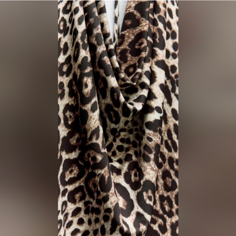 NWT Zara Animal Leopard Print Drape Modi Dress M L - Picture 8 of 14